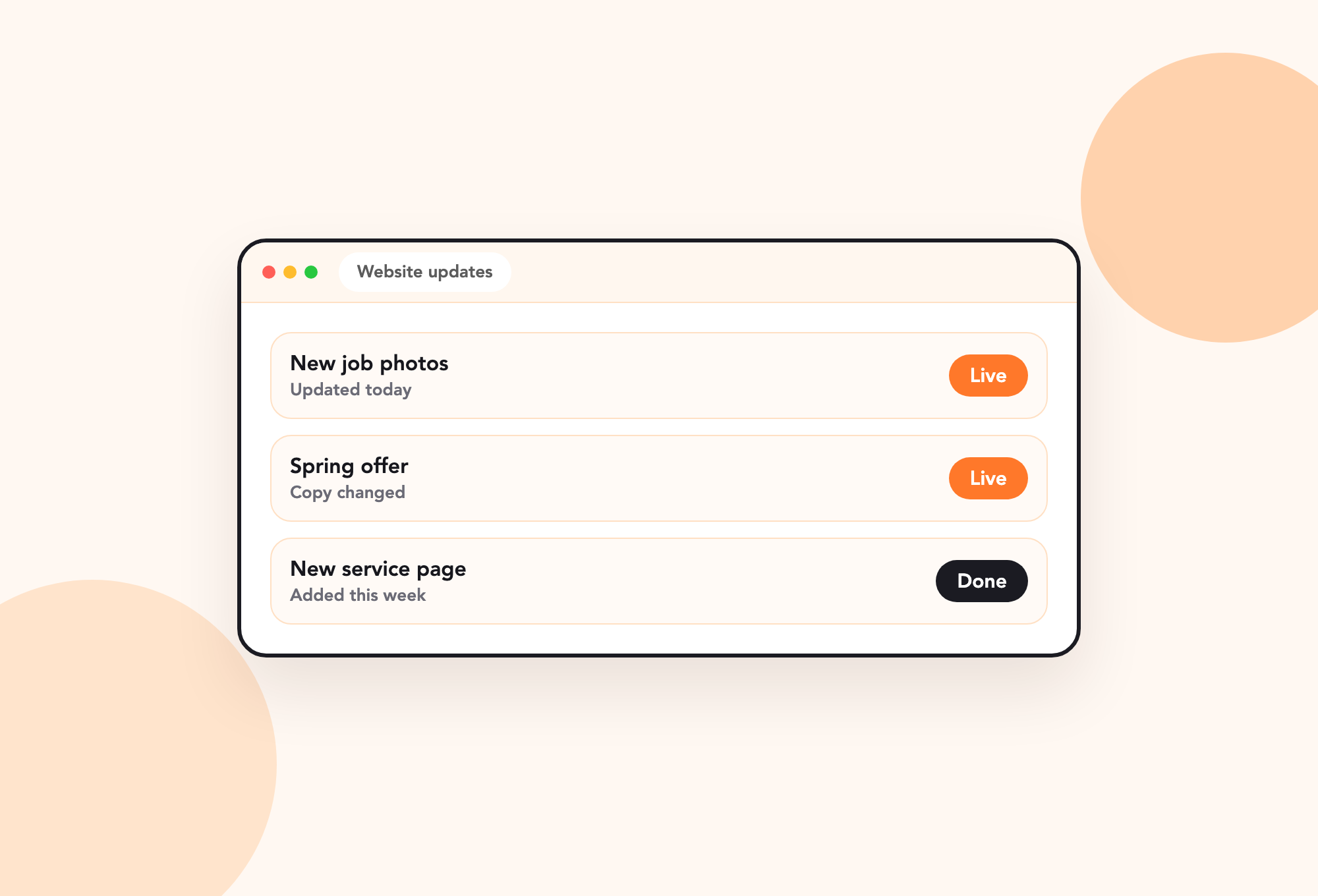 Unlimited Website Changes interface preview